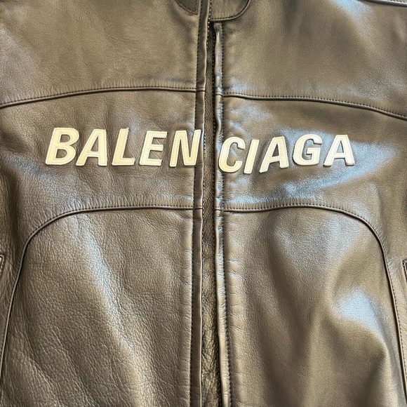 Balenciaga leather logo biker Jacket - Picture 12 of 16